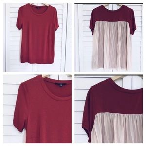 eloquii red pink sheer pleated back top size 14/16